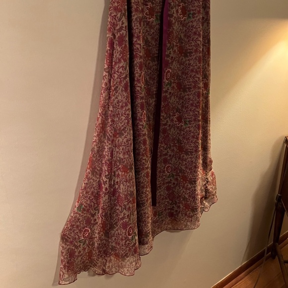 Soft Surrounding Silk Embroidered Lined Maxi Skirt--Size 4 - Picture 2 of 12